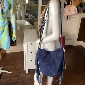 Ecote navy suede tassel purse